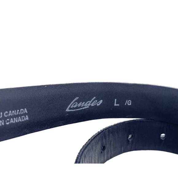 Landes Women Genuine Suede Black Belt Adjustable Floral Silver Tone Buckle Large - Picture 6 of 7